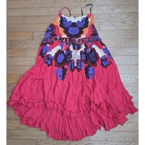 Intimately Free People Women's S Sweet Lucy Floral Mini Dress Red Ruffles